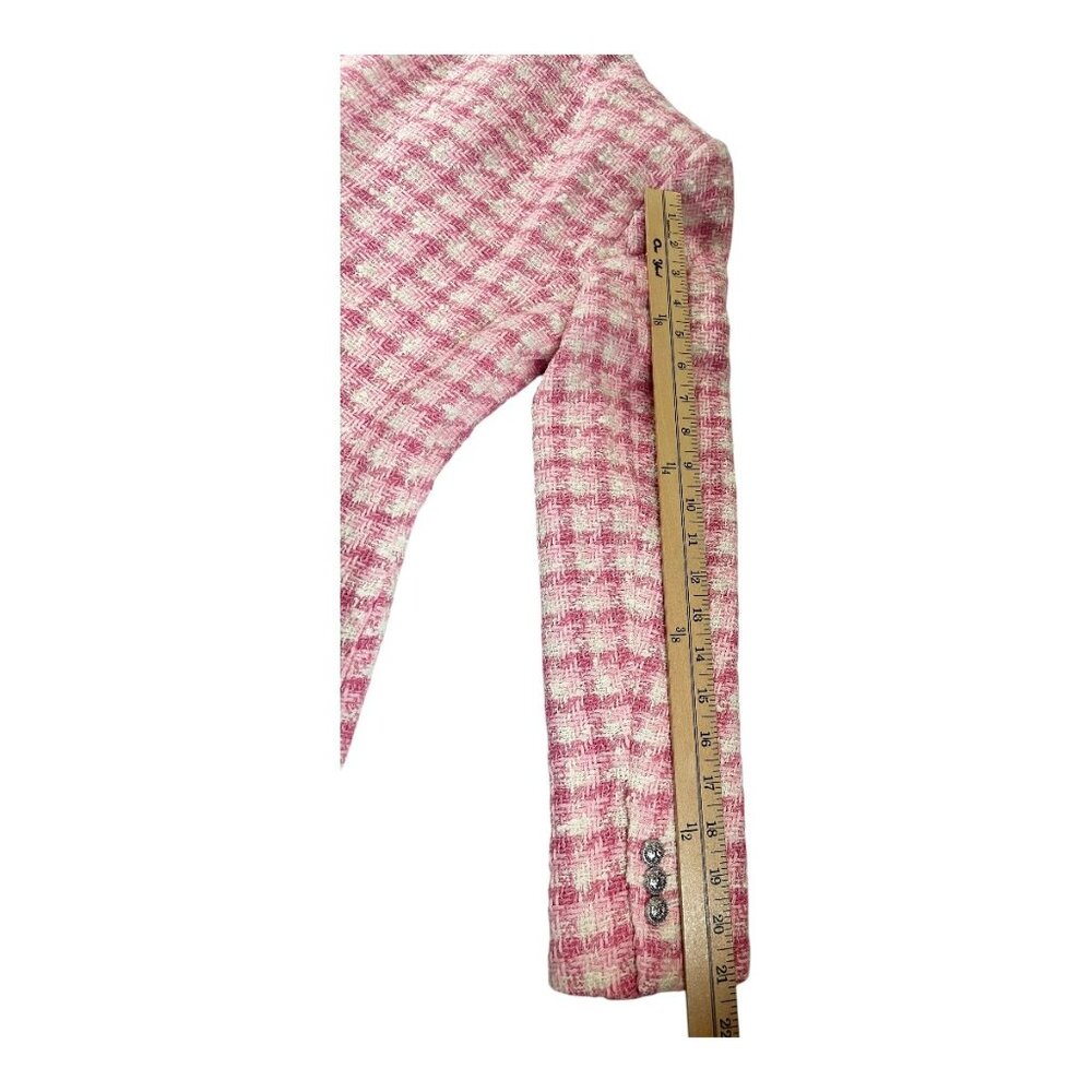 Gorgeous NEW Zara pink tweed blazer jacket | Zara work career blazer size XS - Picture 10 of 11